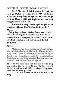 Chuyên đề  Chuyển động học sinh giỏi vật lý 8